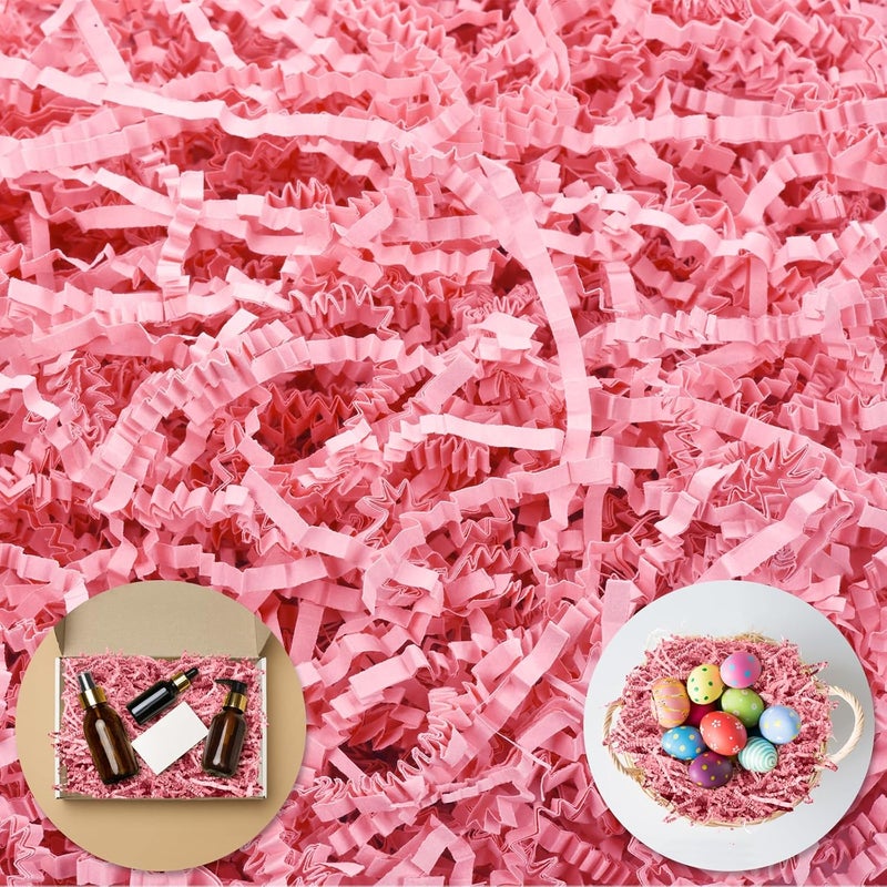 Darfukei Crinkle Paper Filler, Valentine's Day Shredded Paper For Gift Baskets 1/2LB (8 oz) , Pink Mother's Gifts Day Baskets Grass, Crinkle Cut Papers Shred For Birthdays, Weddings,Boxes Bags, Basket Filler ,Anniversaries,Gift Wrapping - Image 1